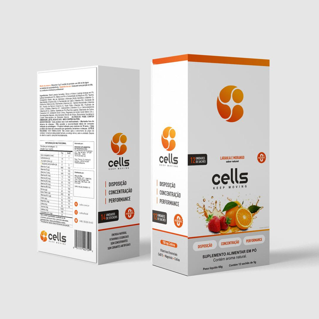 Cells em Sticks sabor Laranja & Morango